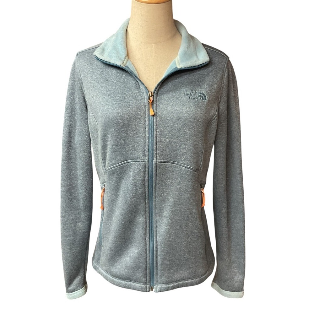 The North Face Blue Embroidered Logo Long‎ Sleeve Full Zip Fleece Jacket Size